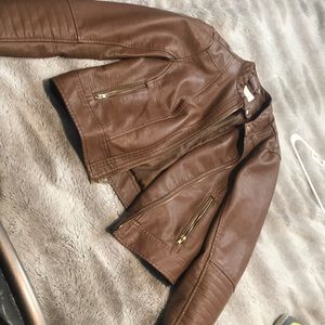 Tan Faux Leather Jacket